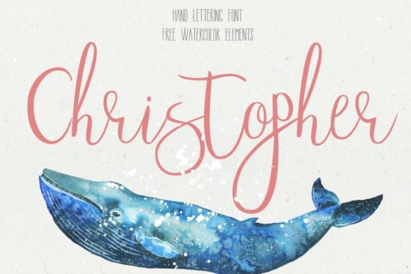 Christopher Font: A Handwritten Touch with Free Watercolor Elements